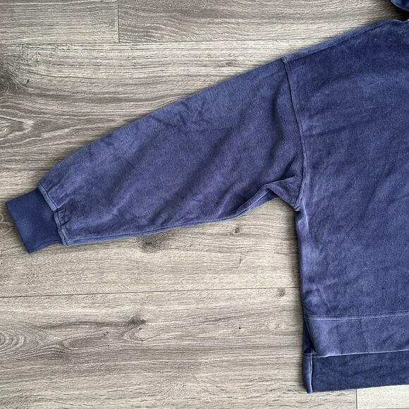 AERIE Velour Hoodie XS Dusty Blue Relaxed Fit Cropped Y2K Retro Loungewear NWT - Picture 4 of 9